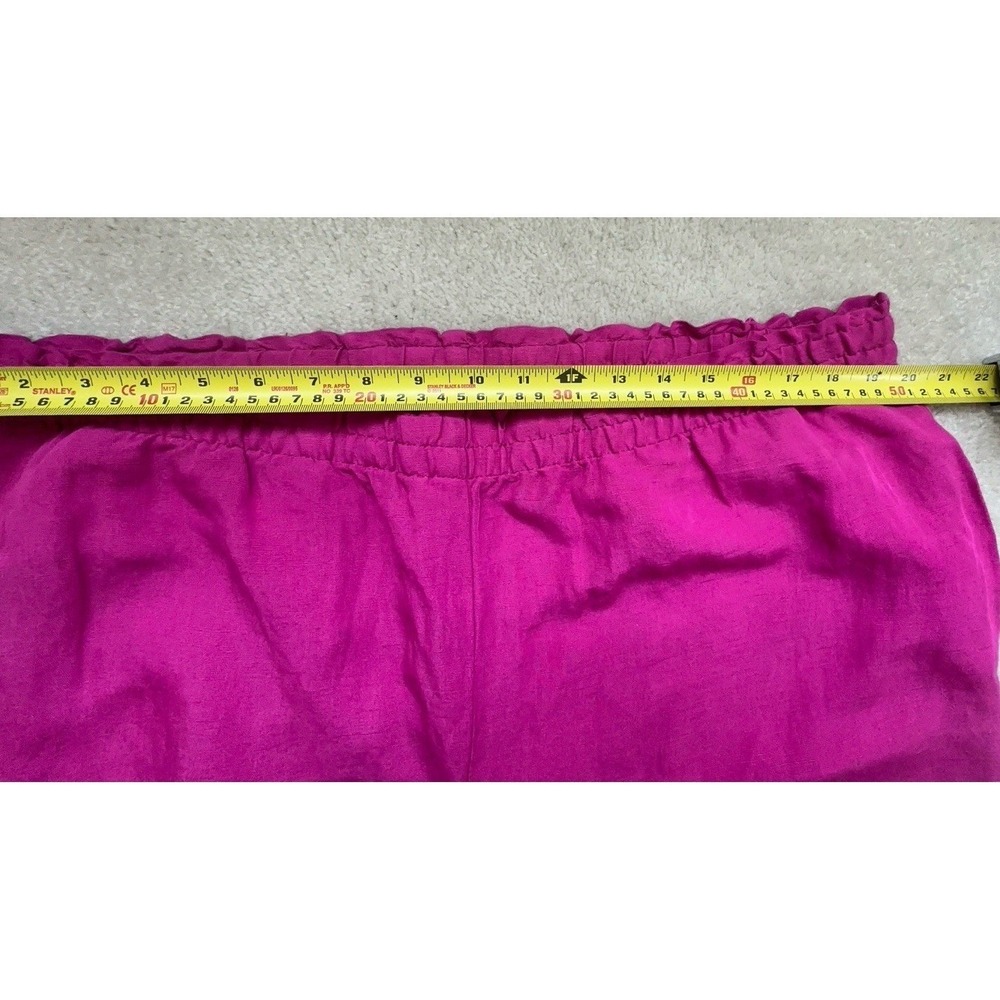 H&M Linen Blend Wide Leg Crop Pull On Pants Size XL  Hot Pink - Picture 4 of 9